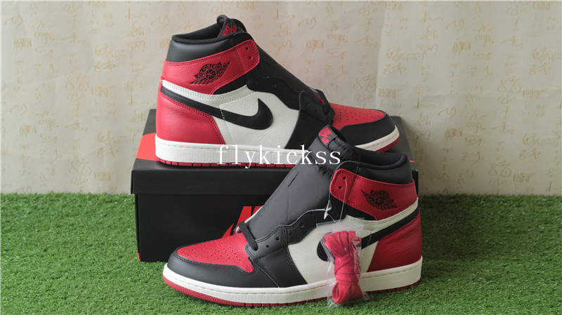 AAAA Grade Authentic Air Jordan 1 Bred Toe